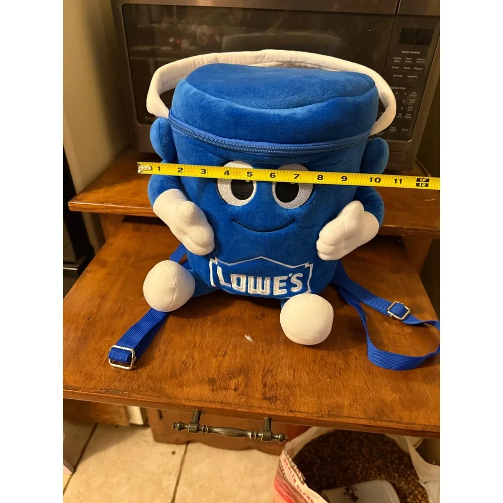 Lowes Bucket Mascot Plush Backpack Blue Novelty Character Bag Adjustable Straps